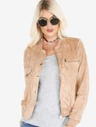Shein Suede Pocket Fly Bomber Jacket Cocoa