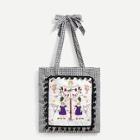 Shein Cartoon Embroidery Gingham Tote Bag