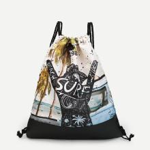 Shein Coconut Tree Print Drawstring Backpack