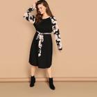 Shein Plus Floral Raglan Sleeve Dress