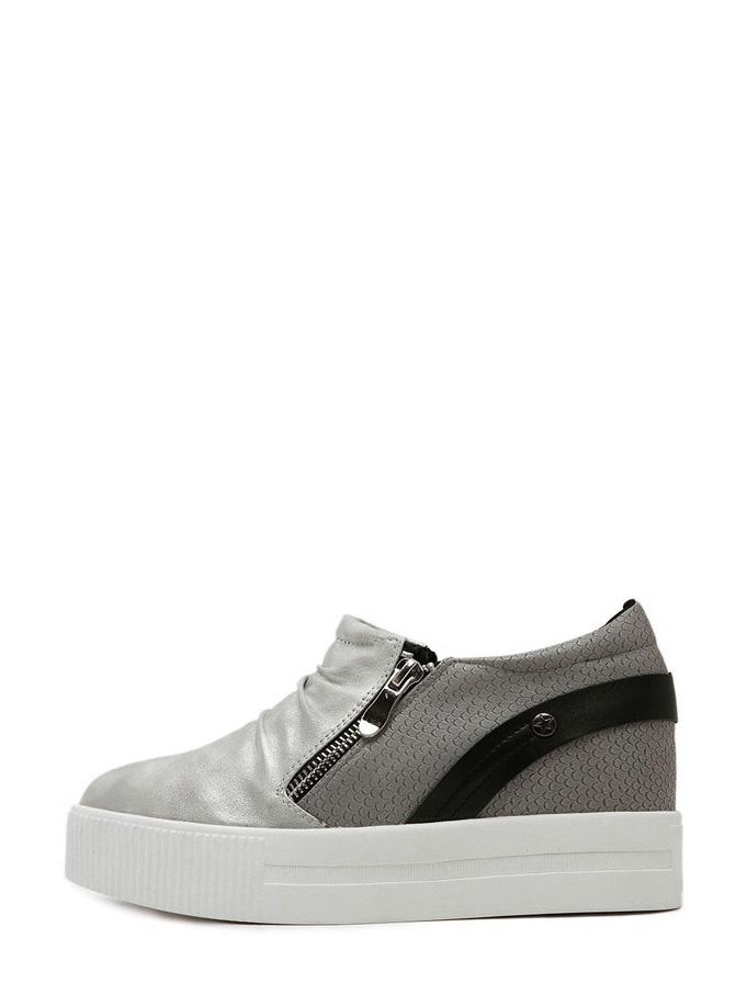 Shein Silver Almond Toe Pleated Zipper Side Heighten Wedges