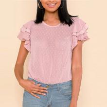 Shein Layered Ruffle Sleeve Keyhole Back Top