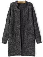 Shein Black Stand Collar Long Sleeve Knit Cardigan