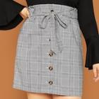 Shein Plus Button Front Plaid Skirt