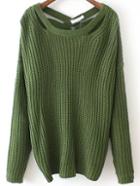 Shein Green Crisscross Back Sweater
