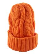 Shein Woolen Orange Knitted Winter Hat