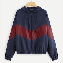 Shein Two Tone Drop Shoulder Hooded Jacket