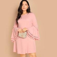 Shein Plus Tassel Detail Exaggerate Flounce Sleeve Dress