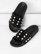 Shein Faux Pearl Embellished Slip On Sandals