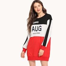 Shein Drop Shoulder Letter Print Dress