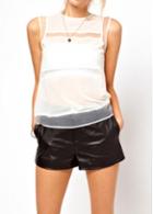 Rosewe Round Neck White Mesh Splicing Tank Top