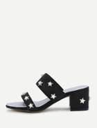 Shein Faux Pearl And Star Chunky Heeled Sandals