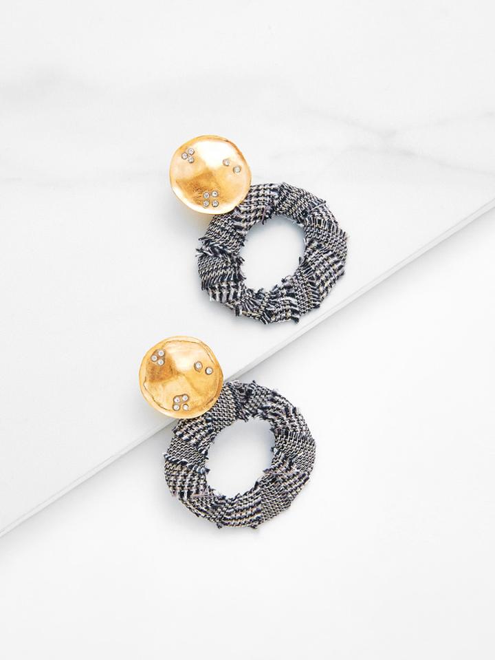 Shein Raw Trim Open Hoop Drop Earrings