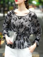 Shein Black Elastic-waist High Low Blouse