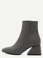 Shein Grey Square Toe Geometric Heel Zip Side Boots