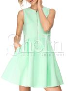 Shein Green Aqua Sleeveless Zipper Flare Dress