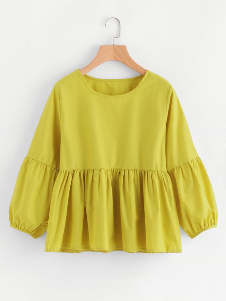 Shein Lantern Sleeve Babydoll Blouse