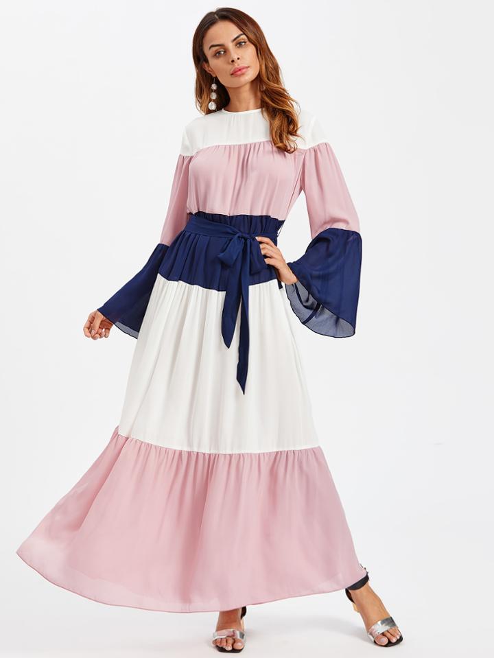 Shein Cut And Sew Bell Sleeve Hijab Long Dress