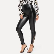 Shein Contrast Leopard Print Pu Pants