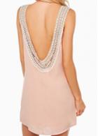 Rosewe Sleeveless Pink Chiffon Open Back Dress