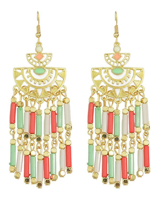 Shein Long Colorful Bead Drop Earrings