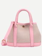 Shein Pink Snap Button Closure Canvas Satchel Bag