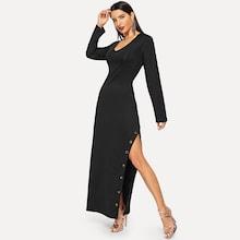 Shein V-neck Zip Back Split Dress