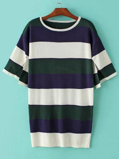 Shein Color Block Slit Sleeve Long Sweater