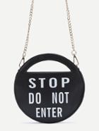 Shein Stop Black Pu Round Shaped Crossbody Chain Bag