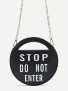 Shein Stop Black Pu Round Shaped Crossbody Chain Bag