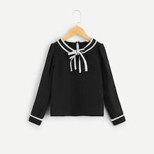 Shein Girls Keyhole Back Tie Neck Top