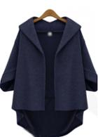 Rosewe Plus Size High Low Navy Blue Coat