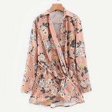 Shein Twist Side Floral Print Blouse