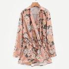 Shein Twist Side Floral Print Blouse