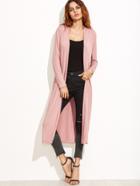 Shein Pink Collarless Longline Duster Coat