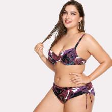 Shein Plus Side Tie Jungle Print Bikini Set
