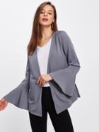 Shein Trumpet Sleeve Self Belted Blazer