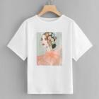 Shein Mesh Applique Figure Tee