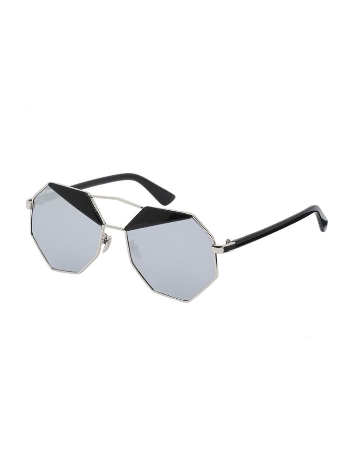 Shein Silver Frame Polygon Lenses Sunglasses