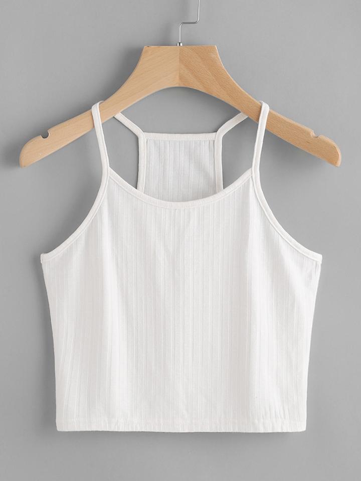 Shein Ribbed Knit Crop Racer Cami Top