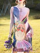 Shein Multicolor Cartoon Print Shift Dress