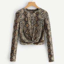 Shein Twist Hem Animal Print Tee