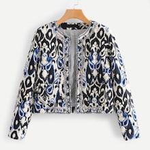 Shein Paisley Print Beaded Embroidery Quilted Coat