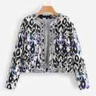 Shein Paisley Print Beaded Embroidery Quilted Coat
