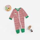 Shein Christmas Baby Zip Front Striped Jumpsuit