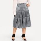 Shein Plus Ruffle Hem Velvet Skirt