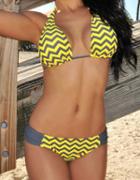 Shein Yellow Halter Striped Bikini Set