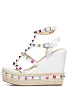 Shein Caged Colorful Studded Wedge Espadrilles - White