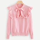 Shein Bow Tie Neck Ruffle Sweater