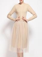 Shein Apricot Knit Gauze Combo Dress